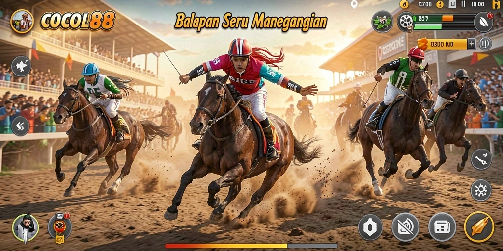 Gameplay menegangkan di COCOL88 dengan mobil balap cepat.