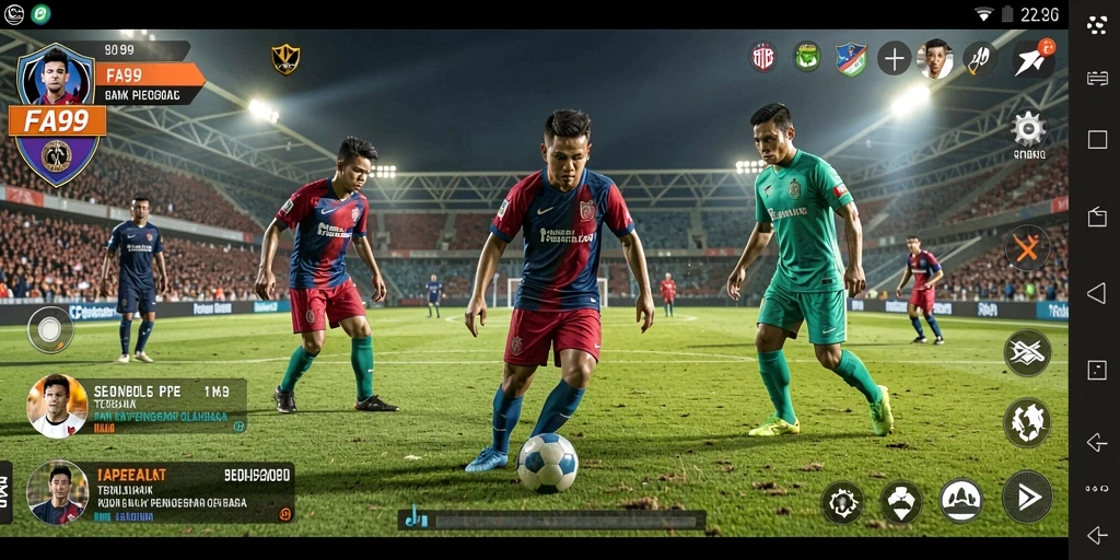 Tampilan gameplay seru dalam game sepak bola FA99.