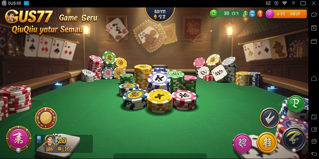 Screenshot GUS77 menampilkan gameplay QiuQiu yang menegangkan.