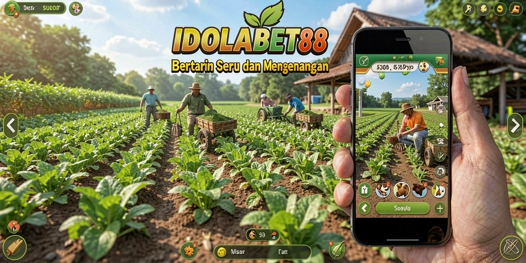 Tampilan gameplay <strong>IDOLABET88</strong> yang menarik dan menampilkan aktivitas bertani.