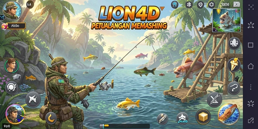 Tampilan gameplay seru saat menangkap ikan di LION4D.