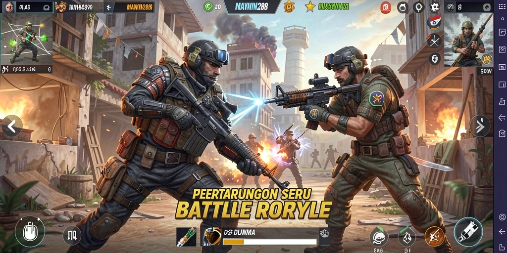 Tampilan gameplay seru dalam pertarungan Battle Royale.