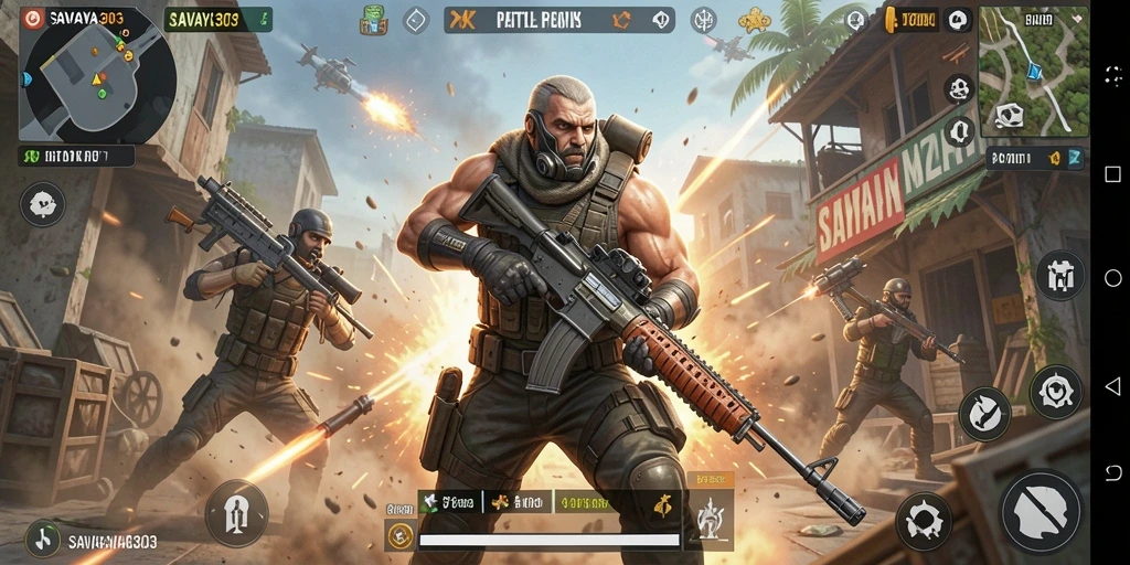 Gameplay seru dalam SAVAYA303 dengan pertempuran Battle Royale.