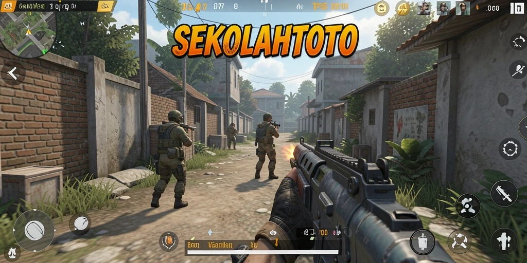 Tangkapan layar menampilkan aksi intens dalam game TPS SEKOLAHTOTO.